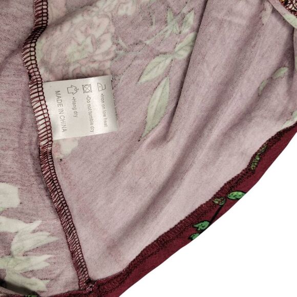 Burgundy NEW! Beach Casual Sleeveless Floral Print Tank Loose Sundress Pockets - Picture 9 of 9